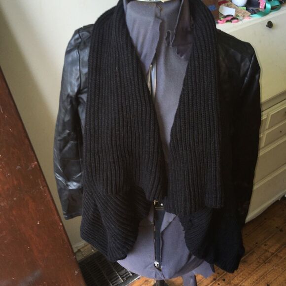 BB Dakota faux leather jacket with drape front - Picture 1 of 3